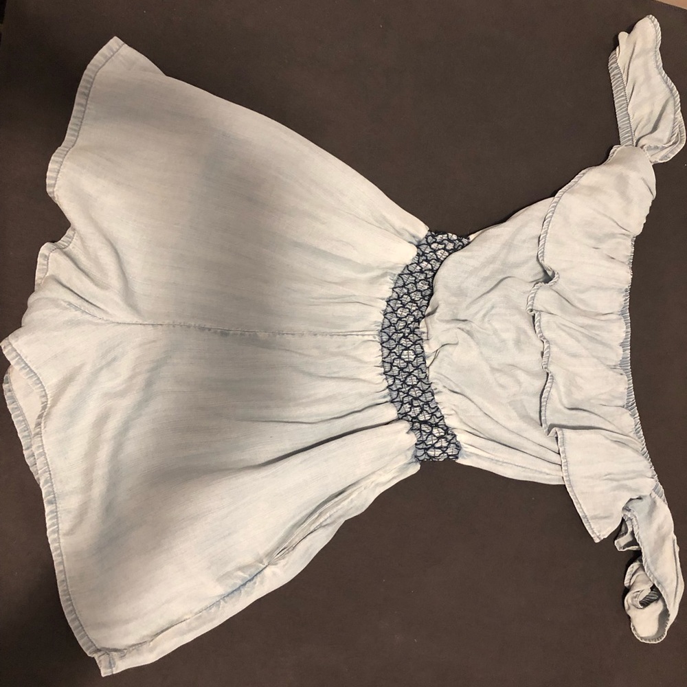 American Eagle Light Blue Chambray Romper